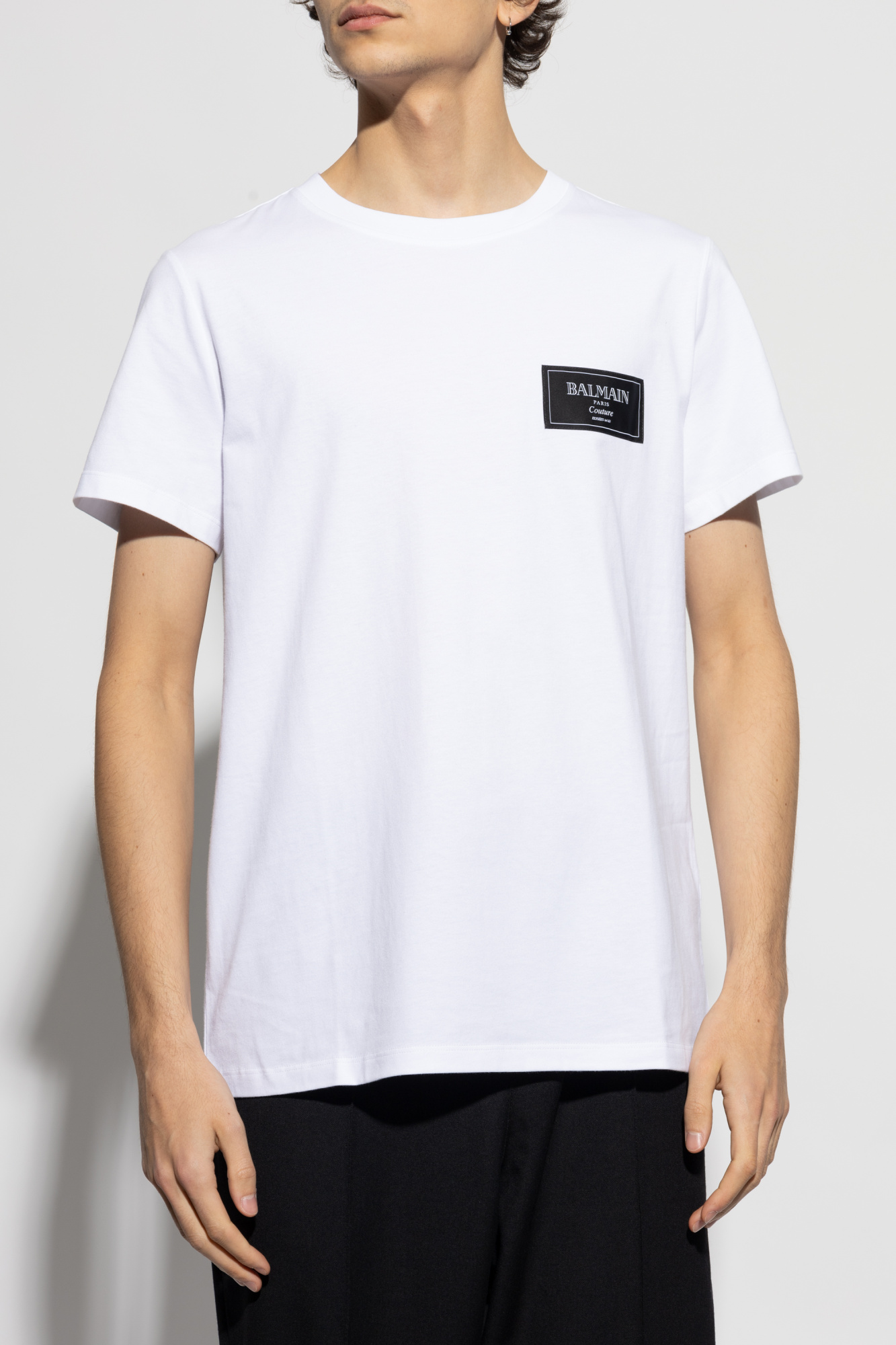 Tシャツ・カットソー BALMAIN Men T-shirt White EH1EF000BC91 0FA T-shirt with Balmain Paris print white white - Men | BALMAIN